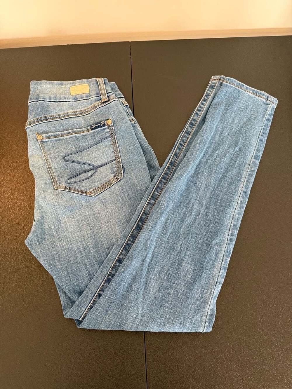 Seven7 Tummyless High Rise Skinny Jeans Size 4 Light Wash